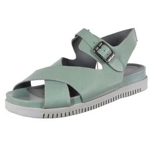 LILI MILL Strappy Sandals Platform Chunky Blue-Gray 38 EU 7.5 US Leather ITALY